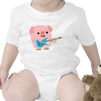 Cute Rockin' Cartoon Pig Baby Clothing shirt