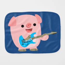 Cute Rockin' Cartoon Pig Burp Cloth
