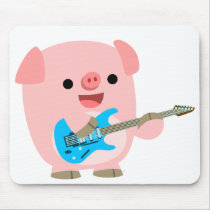 Cute Rockin' Cartoon Pig Mousepad by Lioness_Graphics Cute Rockin' Cartoon Pig Mousepad