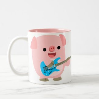 Cute Rockin' Cartoon Pig Mug mug