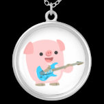 Cute Rockin' Cartoon  Pig Necklace