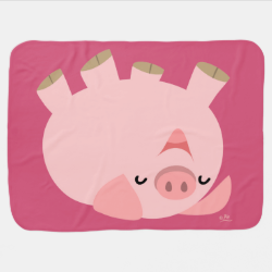 Cute Rolling Over Cartoon Pig Baby Blanket