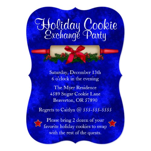 Cute Rolling Pin Cookie Exchange Holiday Invite