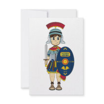 Cute Roman Soldier RSVP Card Announcement