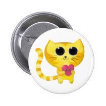 cat, kitty, love, romance, valentine&#39;s day, cute cat, love cat, romantic cat, kawaii cat, kitten, cat and heart, heart, romantic kitten, love kitten, cute kitten, romantic gift, Button with custom graphic design