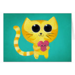 Cute Romantic Cat with Smiling Heart Greeting Cards