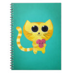 Cute Romantic Cat with Smiling Heart Spiral Note Book