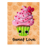 Cute Romantic Cupcake Card Post Card