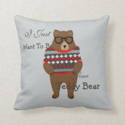 Cute Romantic FestiveTeddy Bear Themed Design Throw Pillows