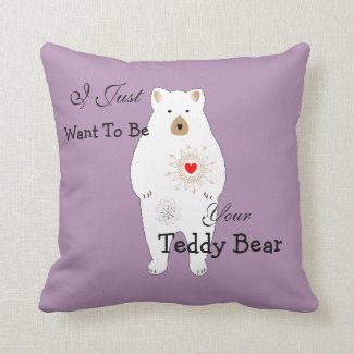 Cute Romantic Teddy Bear Themed Design Throw Pillow