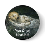 Cute Romantic Wild Sea Otter Photo Art Pin