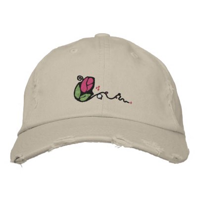 Cute Rose Bud Design Hat Embroidered Baseball Cap by silly_strings