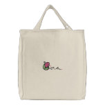 Cute Rose Bud Design Tote Embroidered Bags