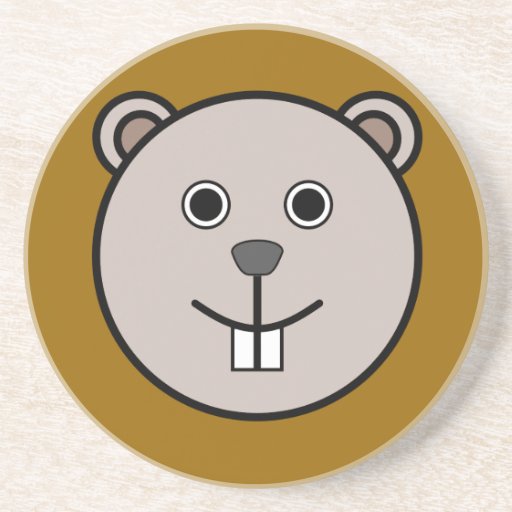 Cute Round Cartoon Bear Face Coaster | Zazzle