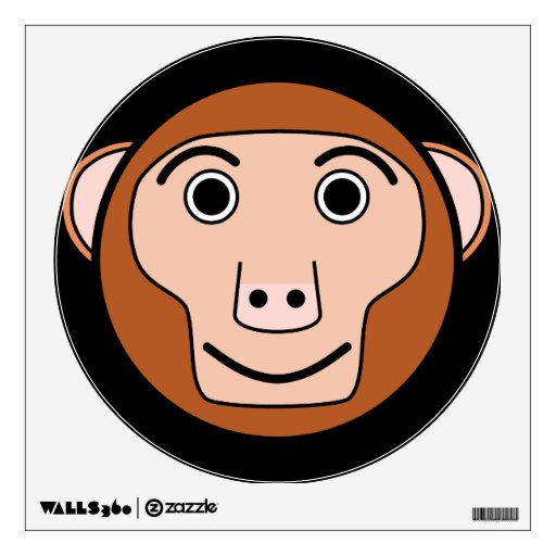 Cute Round Cartoon Monkey Face Wall Sticker | Zazzle