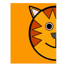 Cute Round Cartoon Tiger Postcards