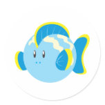 Cute Round Fish Round Sticker