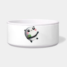 Cute Round Panda Dog Bowls