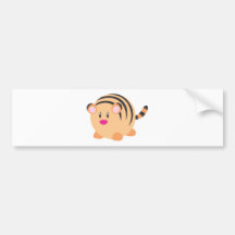 Cute Round Tiger Cub Bumper Stickers