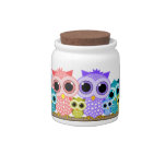 cute row of owls candy dish