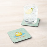 Cute rubber duck with bubbles cork coaster cork coasters