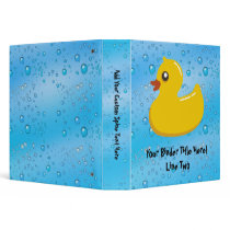 Cute Rubber Ducky/Blue Bubbles 3 Ring Binders