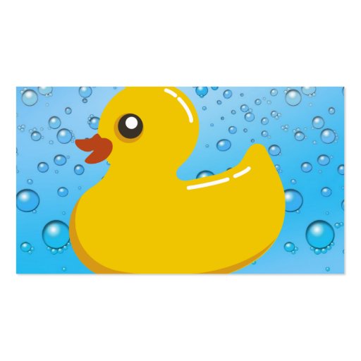 Cute Rubber Ducky/Blue Bubbles Business Card (back side)