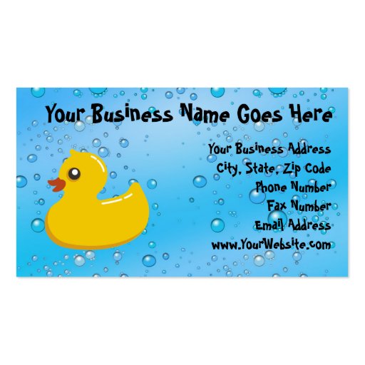 Cute Rubber Ducky/Blue Bubbles Business Card (front side)