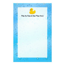 Cute Rubber Ducky/Blue Bubbles Custom Stationery