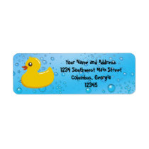 Cute Rubber Ducky/Blue Bubbles Custom Return Address Label