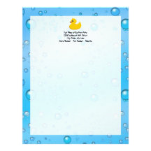 Cute Rubber Ducky/Blue Bubbles Letterhead Template