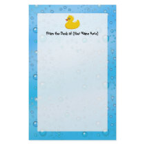Cute Rubber Ducky/Blue Bubbles Custom Stationery