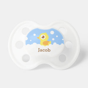 Cute Rubber Ducky in Bubble Bath for Baby Boy Pacifiers