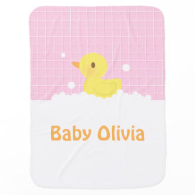 Cute Rubber Ducky in Shower for Babies Stroller Blankets