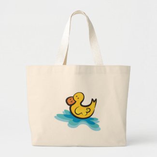 cute rubber ducky in tub bag