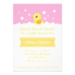 Cute Rubber Ducky with Bubbles Baby Shower Party Card