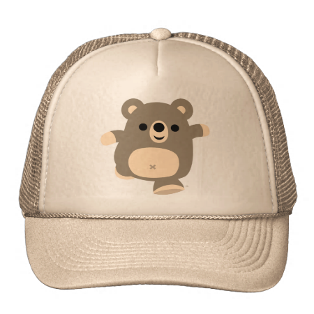 Cute Running Cartoon Bear Trucker Hat