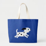 Cute running dalmatian cartoon puppy tote bags