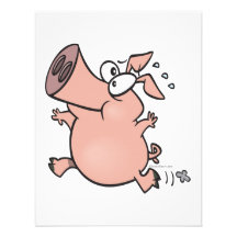 cute running pig cartoon character announcement