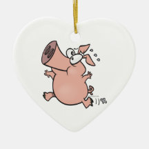 cute running pig cartoon character christmas ornament