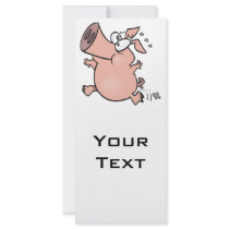 cute running pig cartoon character rack card template