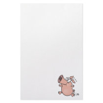 cute running pig cartoon character customized stationery