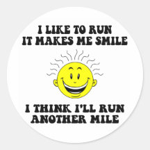 Cute running saying round stickers