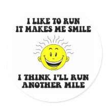 Cute running saying round stickers