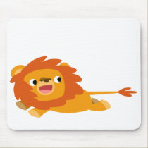 Cute Rushing Cartoon Lion Mousepad by Lioness_Graphics Cute Rushing Cartoon Lion Mousepad