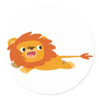 Cute Rushing Cartoon Lion Sticker sticker