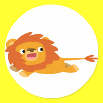 Netter hetzender Karikatur-Löwe-Aufkleber sticker