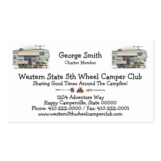 Cute RV Vintage Fifth Wheel Camper Travel Trailer Business Cards