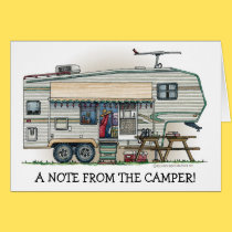 Cute RV Vintage Fifth Wheel Camper Travel Trailer cards