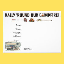 Cute RV Vintage Fifth Wheel Camper Travel Trailer invitations